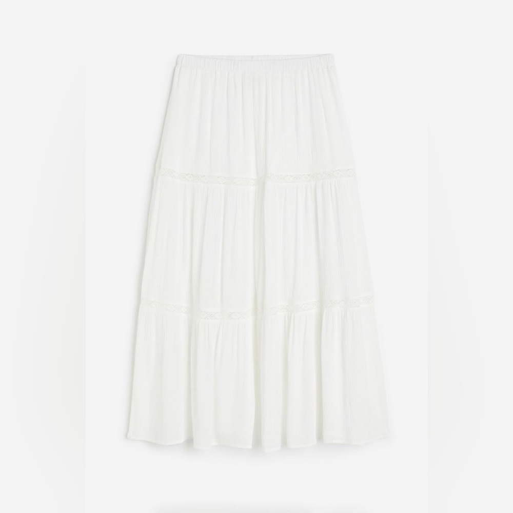 H&M Lace-Detail Crêped Skirt
